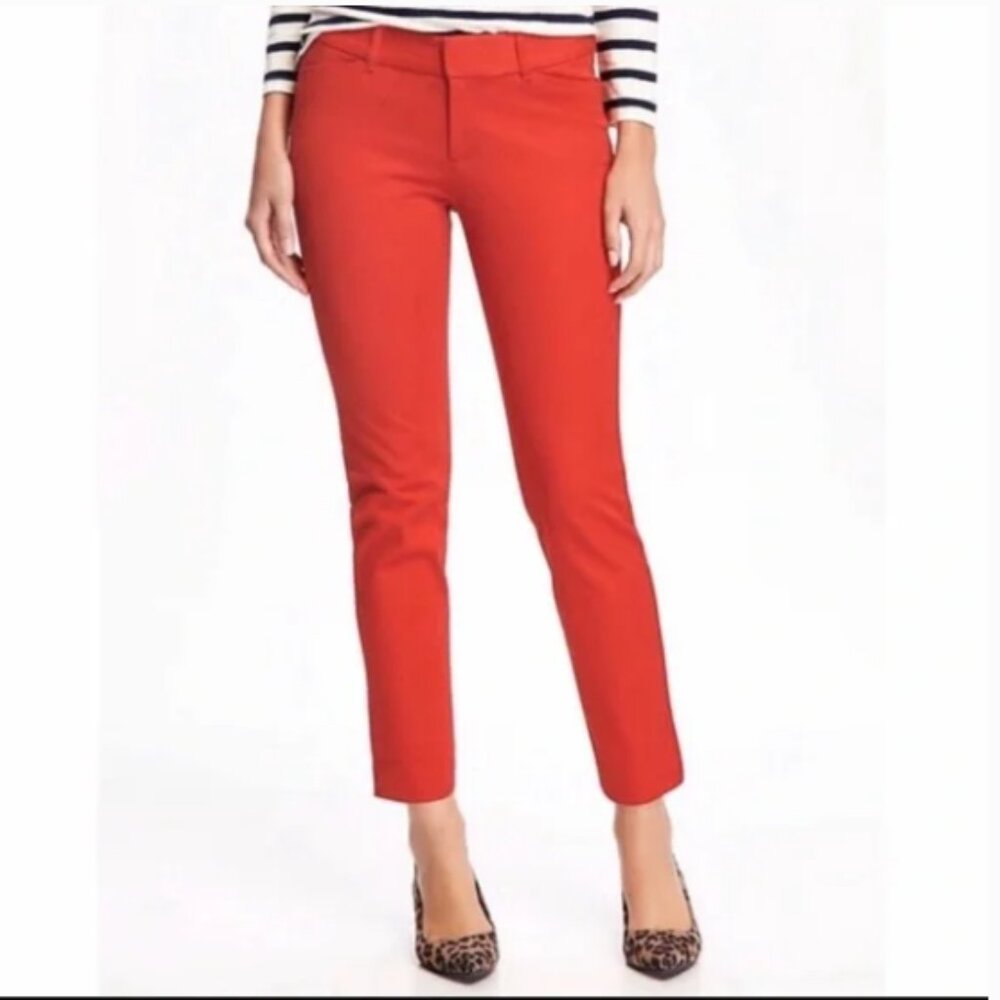 Old Navy Pixie Mid-rise Pants Red Orange 24 Plus Long Tall Cotton